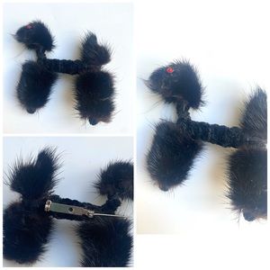 Vintage 60s poodle animal mink fur brooch